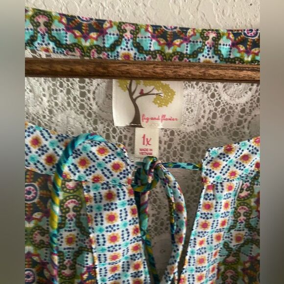 Fig & Flower Anthropologie Women Sheer Boho Tunic 3/4 Sleeve Size 1X Plus - Picture 4 of 7